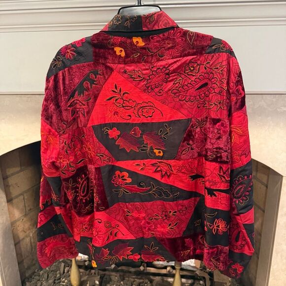 Chico's Black and Red Silk Blend blazer size XL - Picture 4 of 4